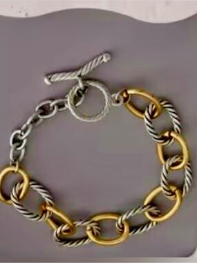 Two-Tone Gold & Silver Link Bracelet – Women's Chain Bracelet
